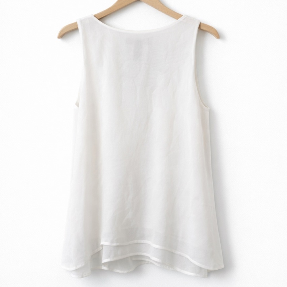 White House Black Market Navy Blue White Layered Asymmetrical Top - Picture 10 of 10